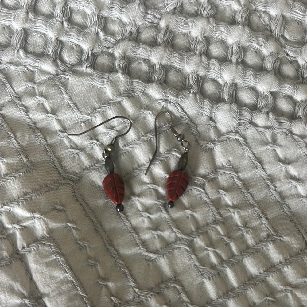 Elegant Red Leaf Earrings